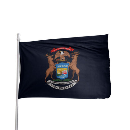 Michigan State flag in vibrant colors, made in the USA by Atlantic Flag & Pole Inc.