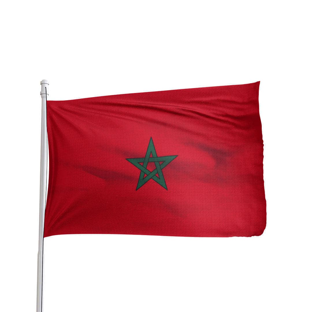Morocco flag, 3x5 ft, 100% nylon, outdoor use, with brass grommets and canvas heading by Atlantic Flag & Pole Inc.