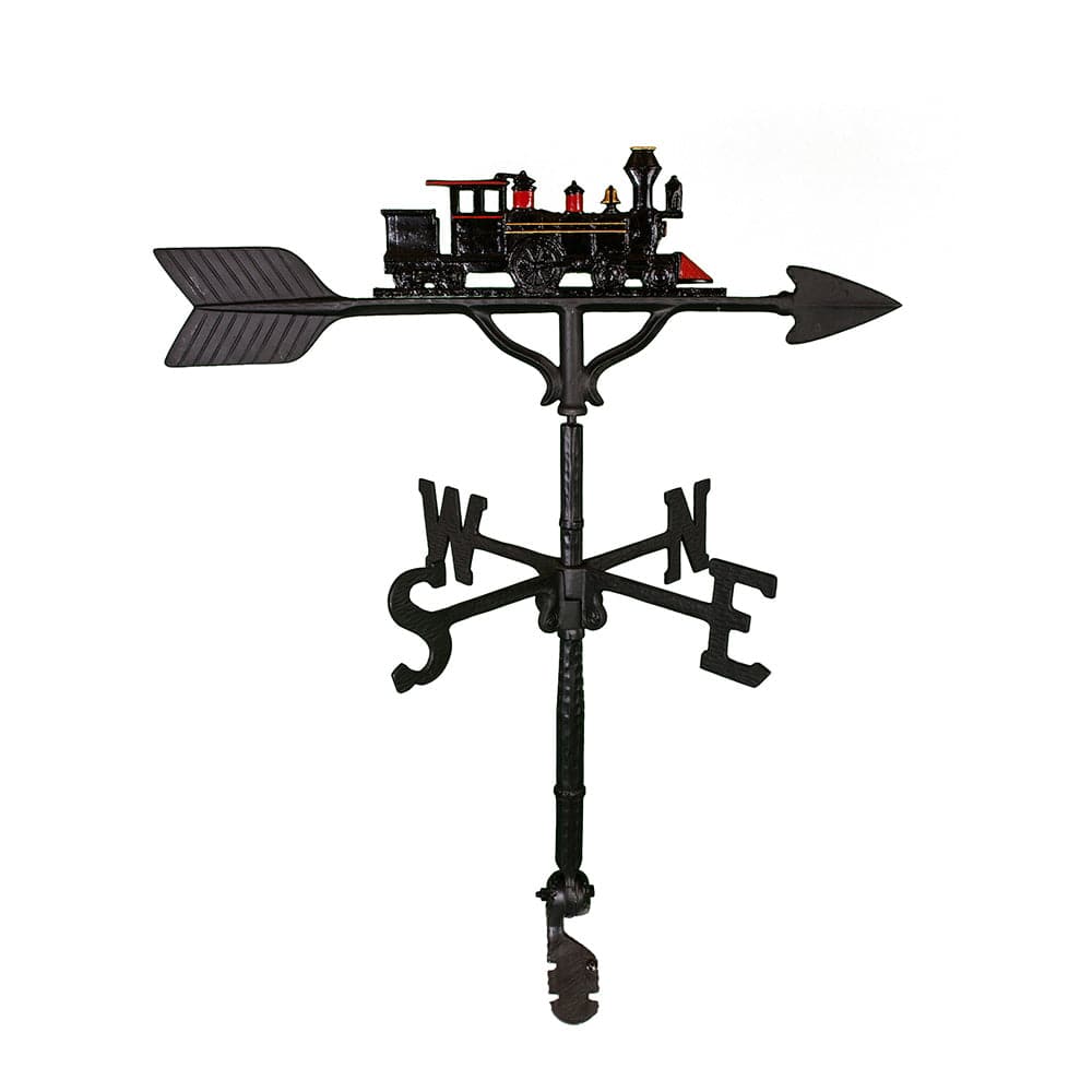 32-inch black aluminum train weathervane by Montague Metal Products, featuring an Americana design.