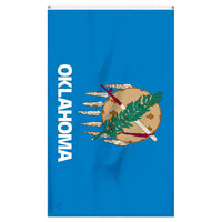 Thumbnail for Oklahoma State flag by Atlantic Flag & Pole Inc., featuring blue background and tribal emblem.