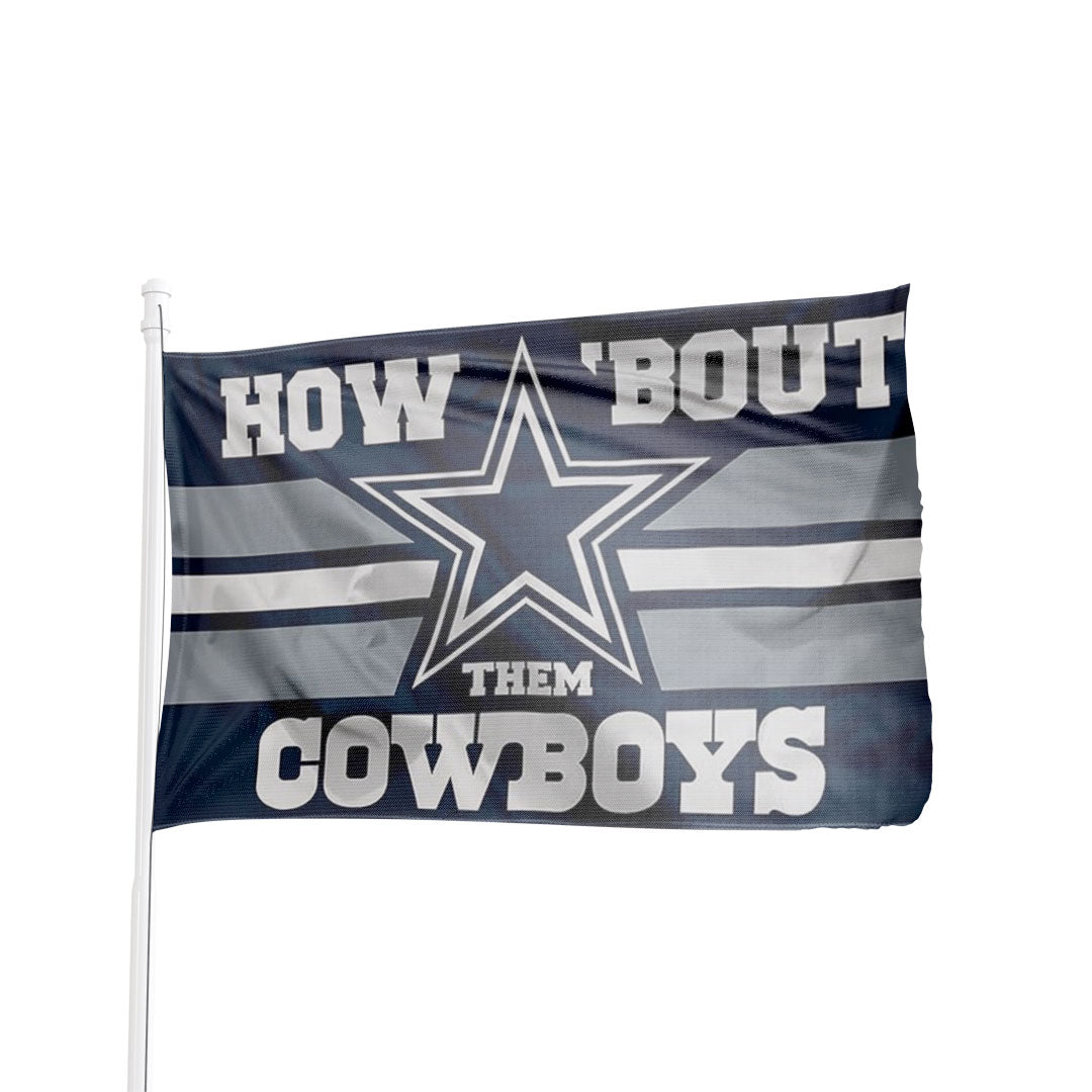 Durable nylon 3x5 Dallas Cowboys flag in blue and silver with team logo, by Atlantic Flag & Pole Inc.