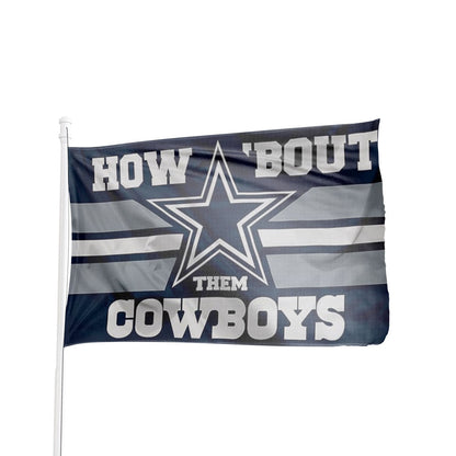 Durable nylon 3x5 Dallas Cowboys flag in blue and silver with team logo, by Atlantic Flag & Pole Inc.