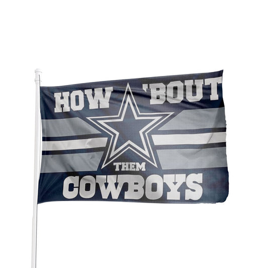 Durable nylon 3x5 Dallas Cowboys flag in blue and silver with team logo, by Atlantic Flag & Pole Inc.