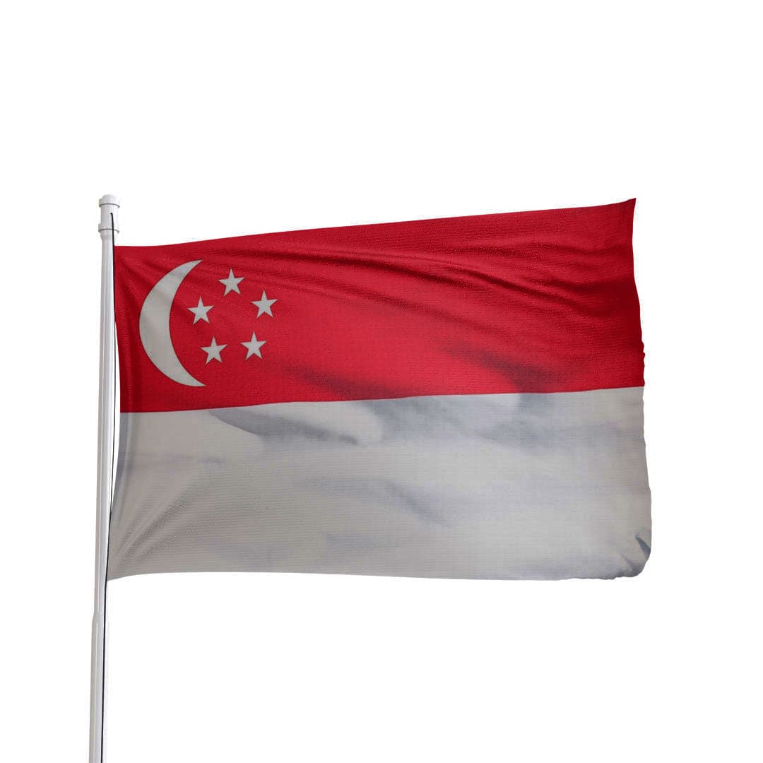 Singapore flag 3x5 nylon with brass grommets, made in USA by Atlantic Flag & Pole Inc.