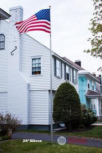 Thumbnail for Phoenix telescoping flagpole in silver, featuring an American flag and Securi-Shur anti-theft locking clamp.