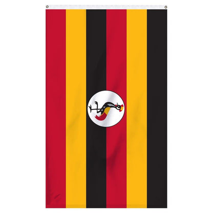 Uganda National Flag for sale to buy online from Atlantic Flagpole. Black, yellow, and red flag with a cute rooster in the center.