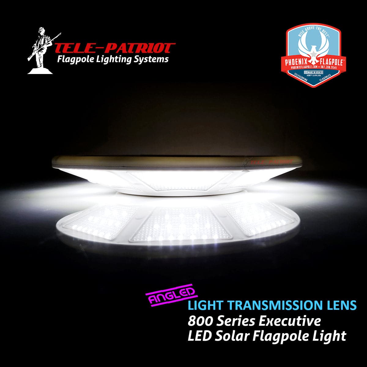 800 Series LED Solar Flagpole Light - Executive TelePatriot Phoenix Light System
