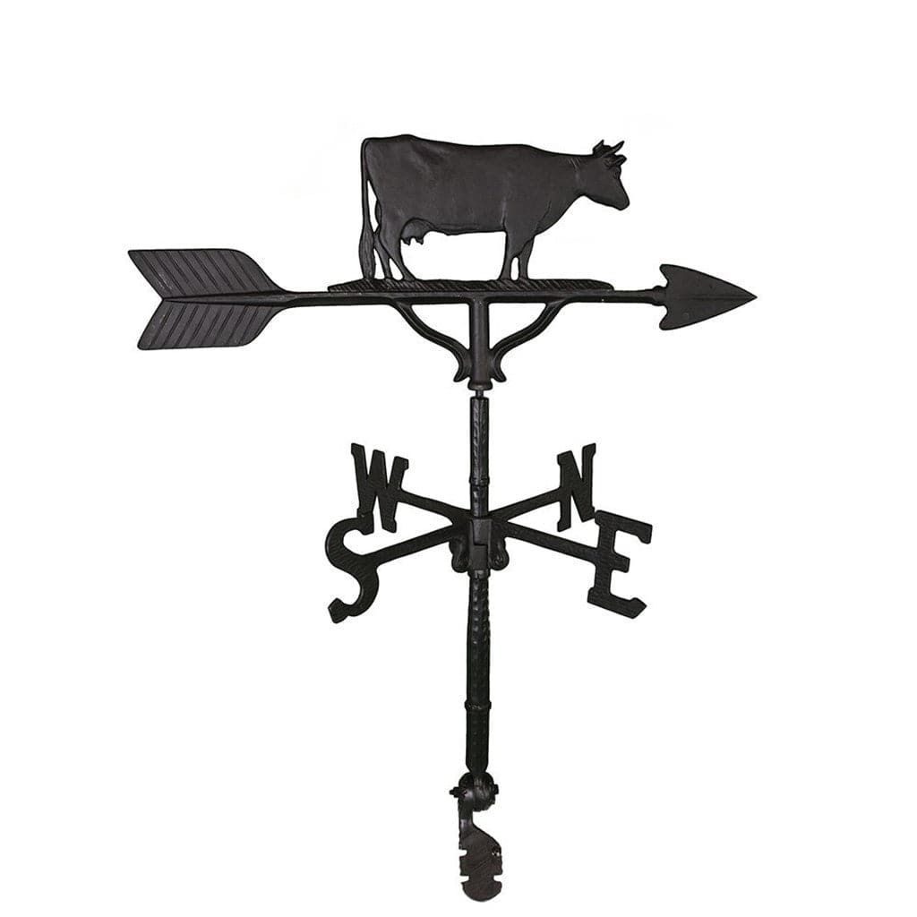 Black cow weathervane image north south east and west