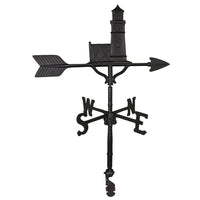 Thumbnail for Black colored lighthouse with cottage weathervane that looks like nubble light in maine
