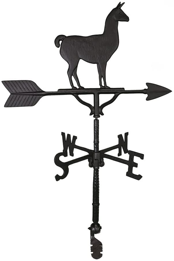 Black Llama decoration on top of a weathervane
