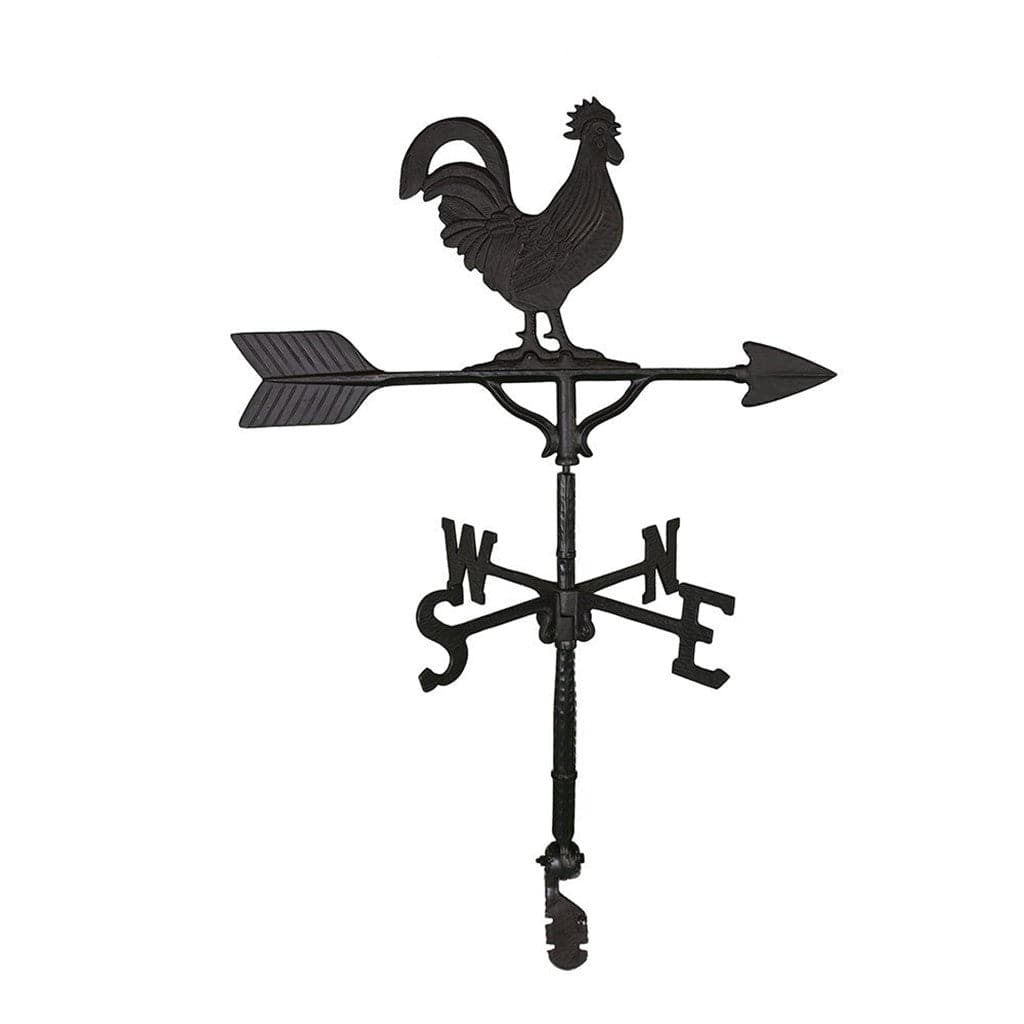 Weathervane with black rooster decoration on top of it