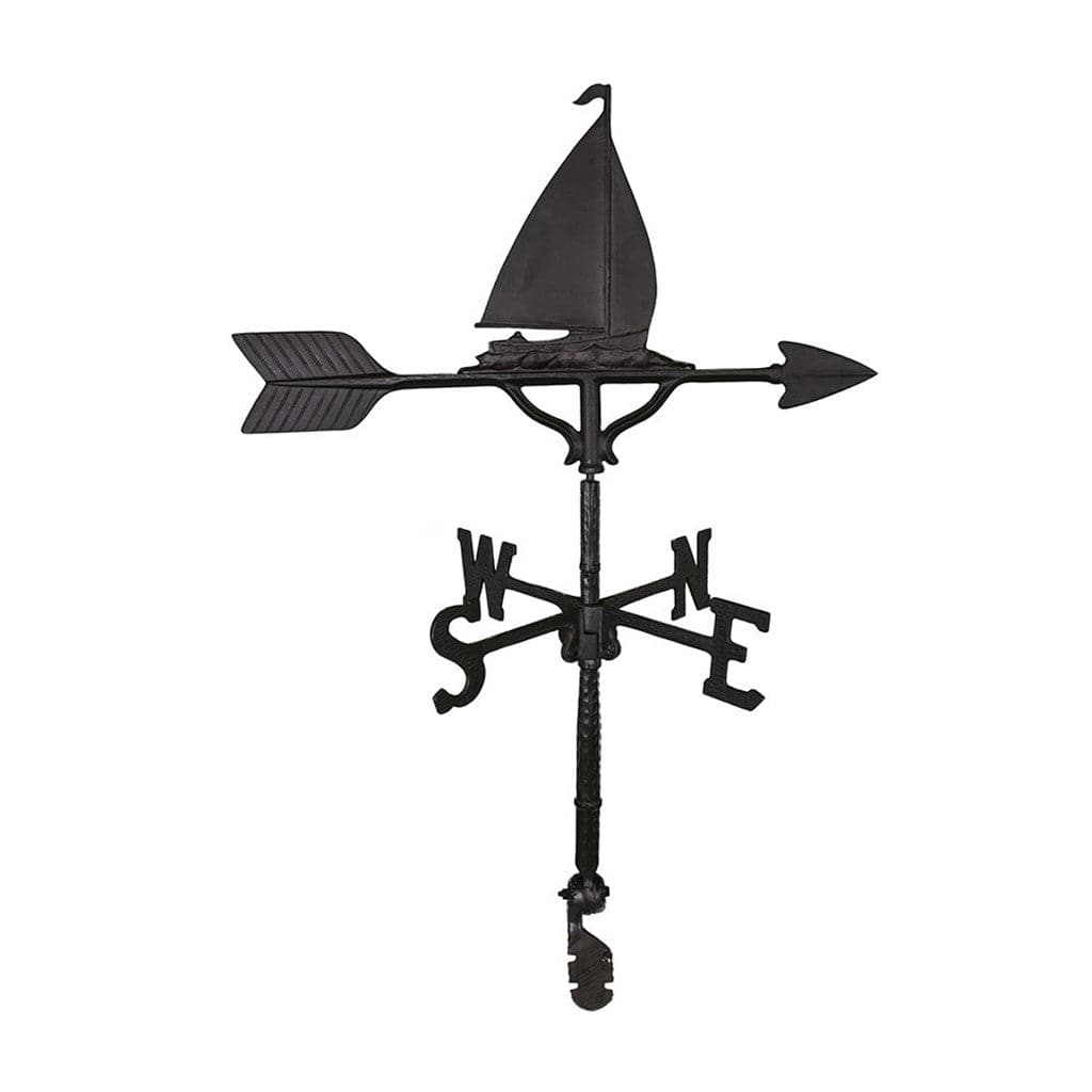 Sailboat on the water sitting on a weathervane black