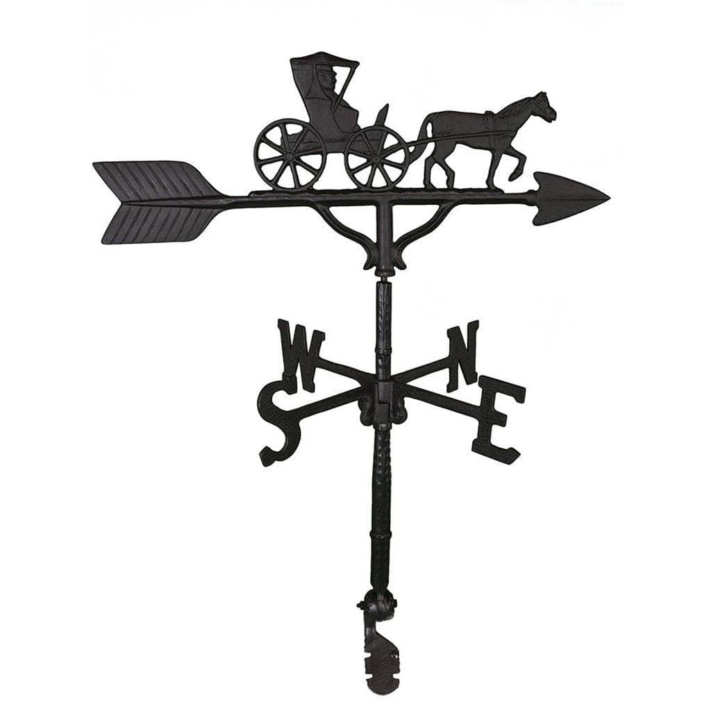 Old time doctor riding in a horse drawn carriage weathervane image black colored