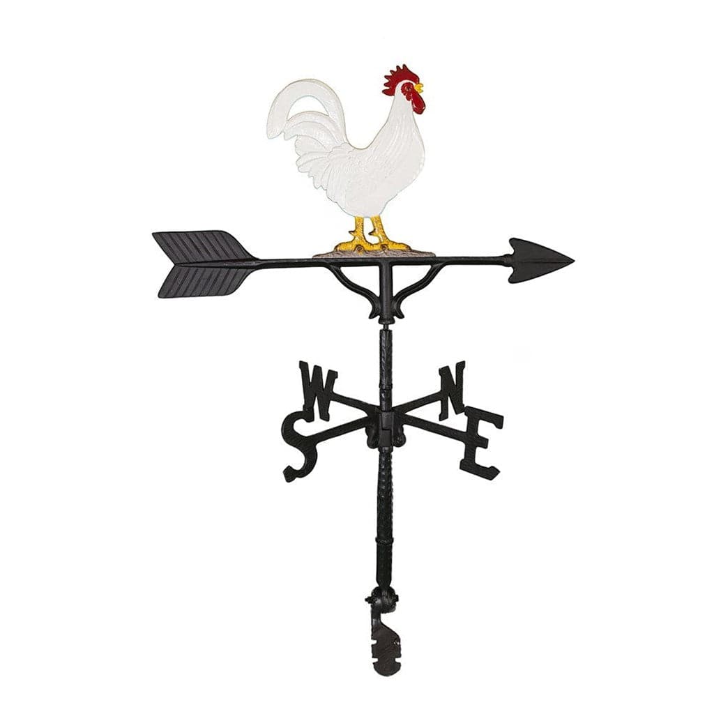 Weathervane with real looking rooster decoration on top of it