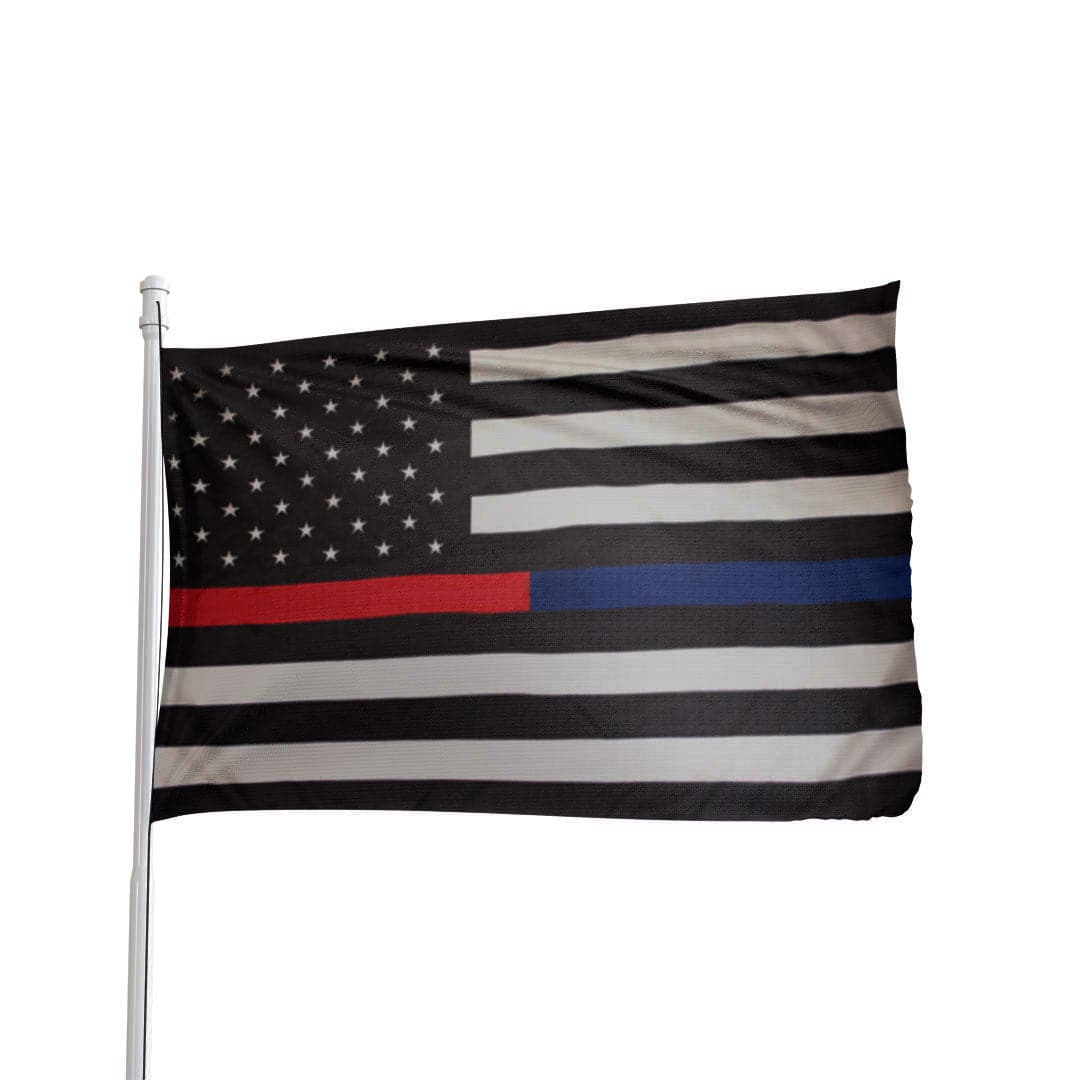 Thin Blue Line and Thin Red Line American Flag