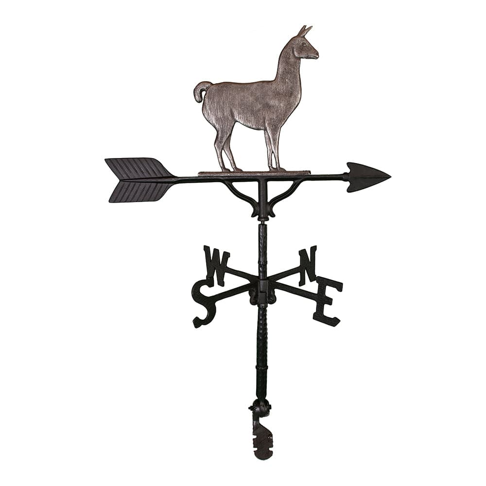 Silver Llama decoration on top of a weathervane