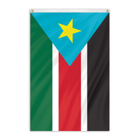 Thumbnail for South SUdan National flag for sale to buy online. Black, red, green, and white flag with a yellow star inside of a blue triangle. 