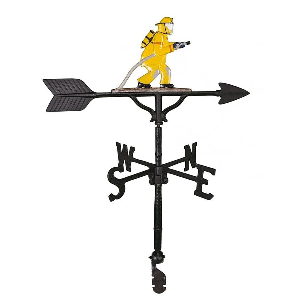 fire fighter with full gear fighting a fire  decorative weathervane