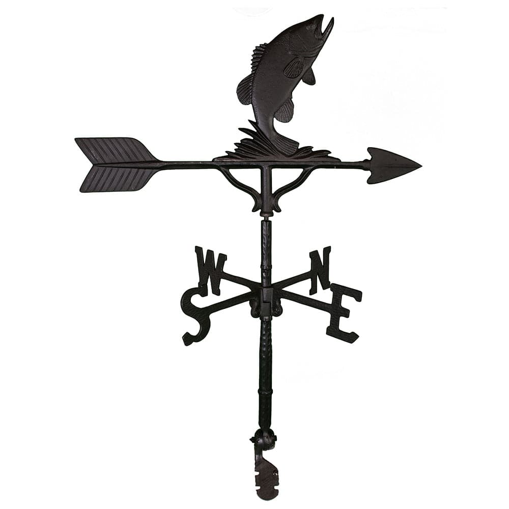 black colored fishing bass weathervane picture