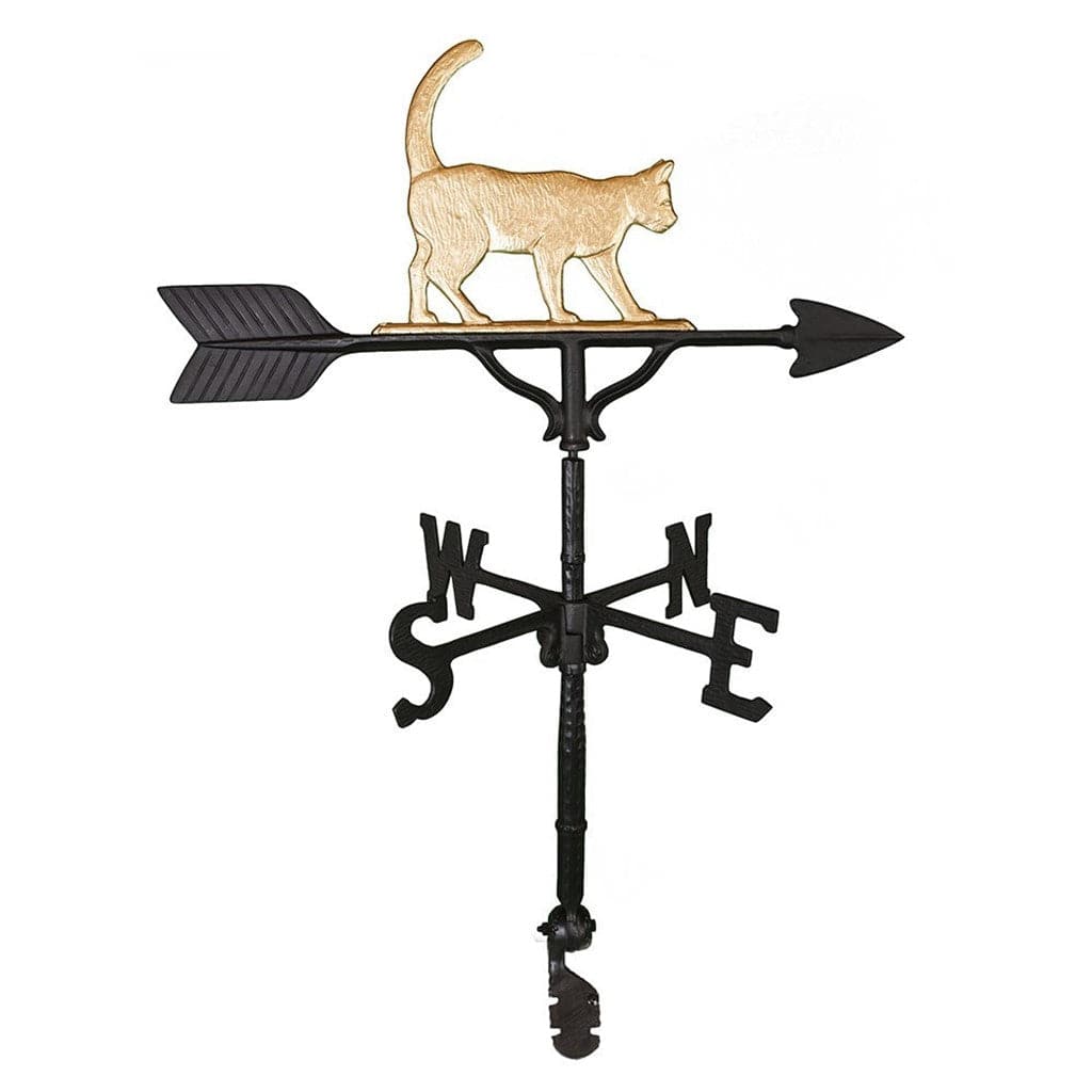 Cat Weathervane with gold colored ornament