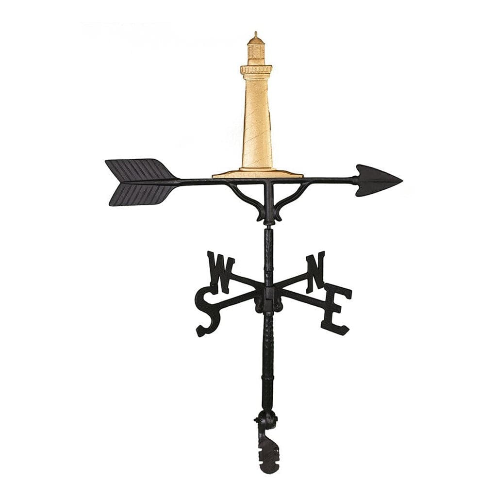 American made lighthouse weathervane image gold color
