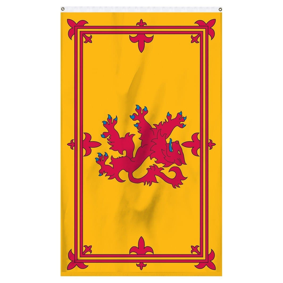 Scotland flag with lion national flag for sale to buy online. Yellow flag with red lion on it.