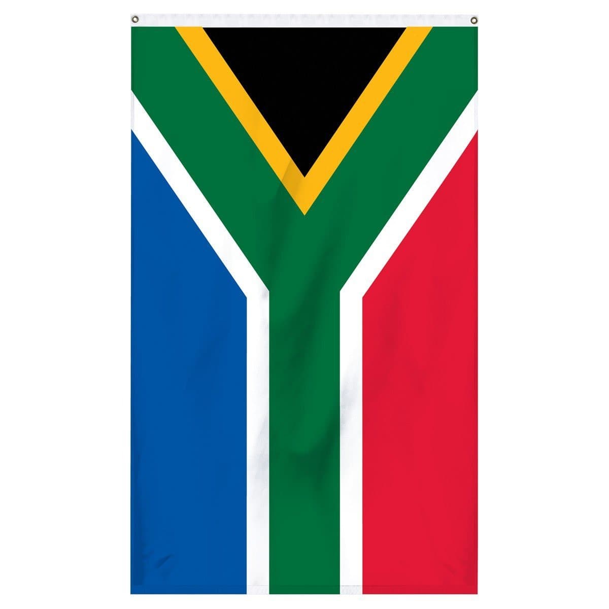 South Africa National flag for sale to buy online from Atlantic Flag and Pole. Black, yellow, green, white, red, and blue colored flag.