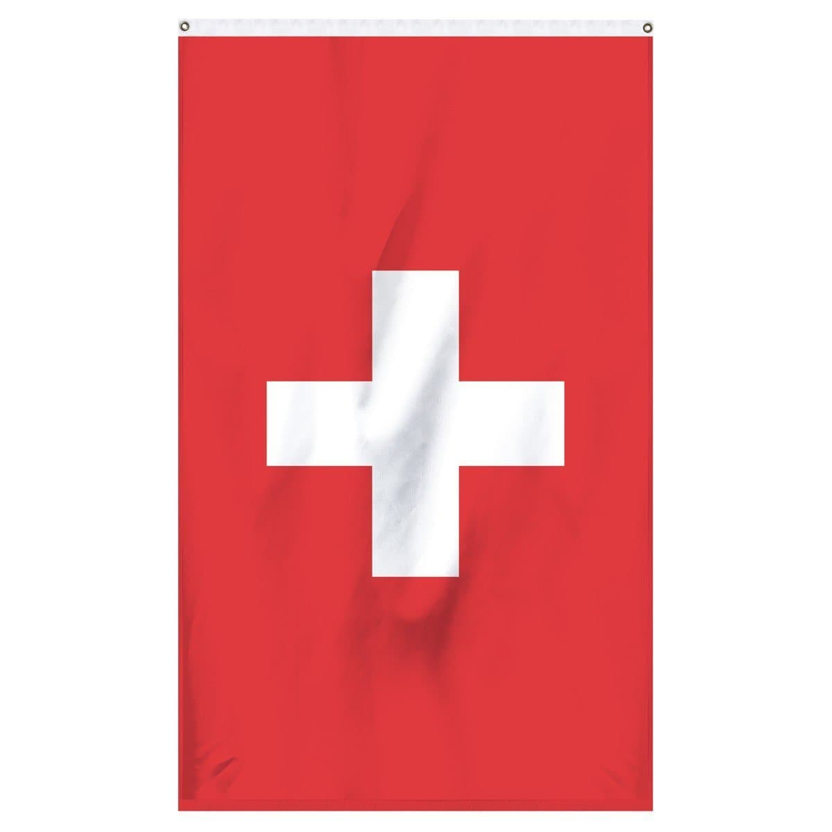 Switzerland National flag for sale to buy online from Atlantic Flag and Pole. Red flag with a white cross.