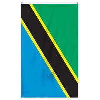 Thumbnail for Tanzania National Flag for sale to buy online from Atlantic Flag and Pole. Green and blue flag separated by a black and yellow stripe diagonally through the center