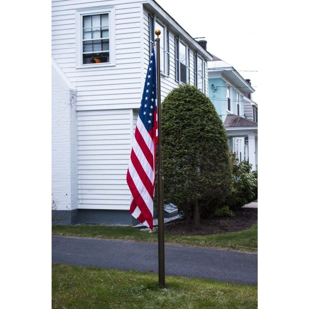 Telescoping Flagpole With Free American Flag Securi-Shur Anti-Theft Locking Clamp And Lifetime Guarantee American Made Flagpole