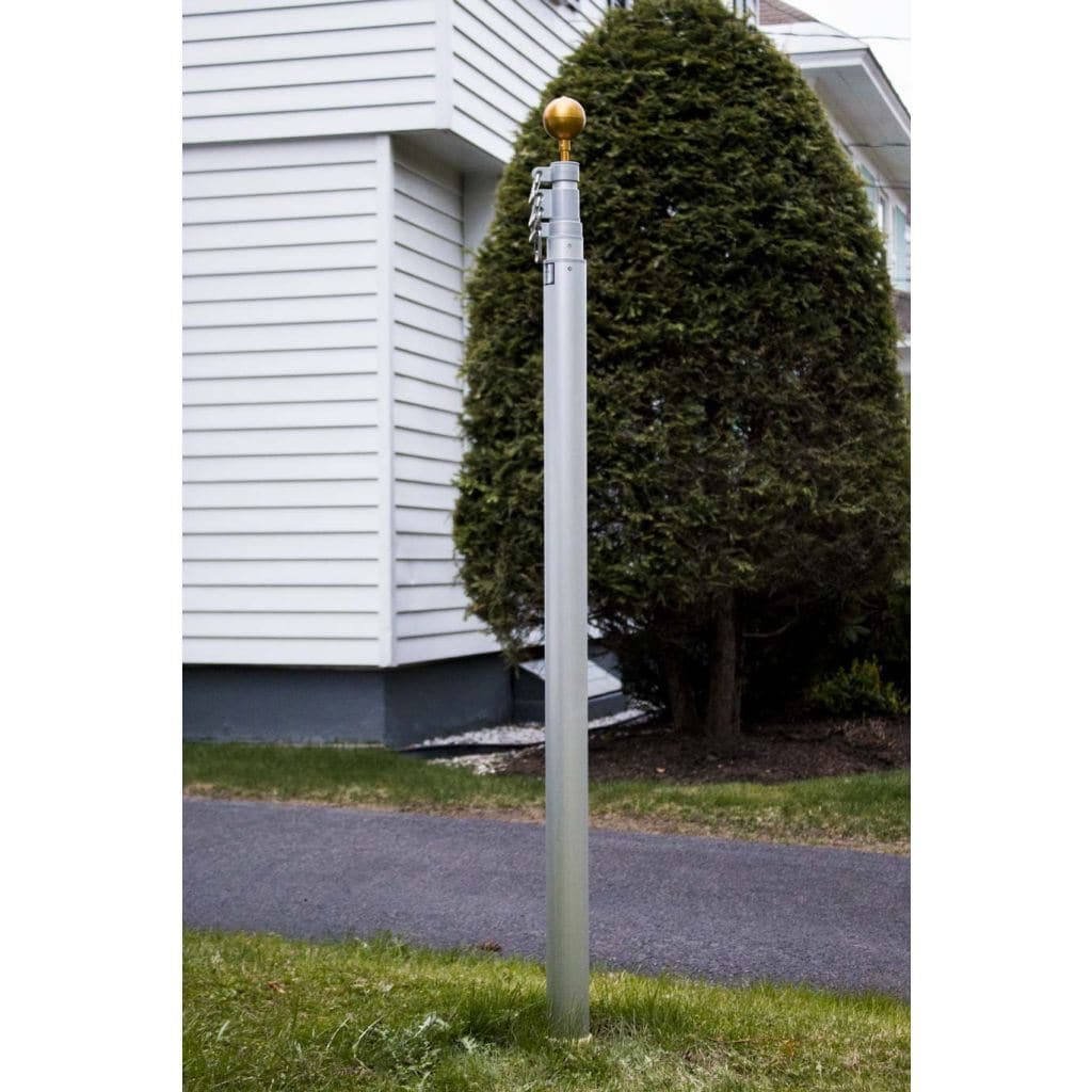 Telescoping Flagpole With Free American Flag Securi-Shur Anti-Theft Locking Clamp And Lifetime Guarantee American Made Flagpole