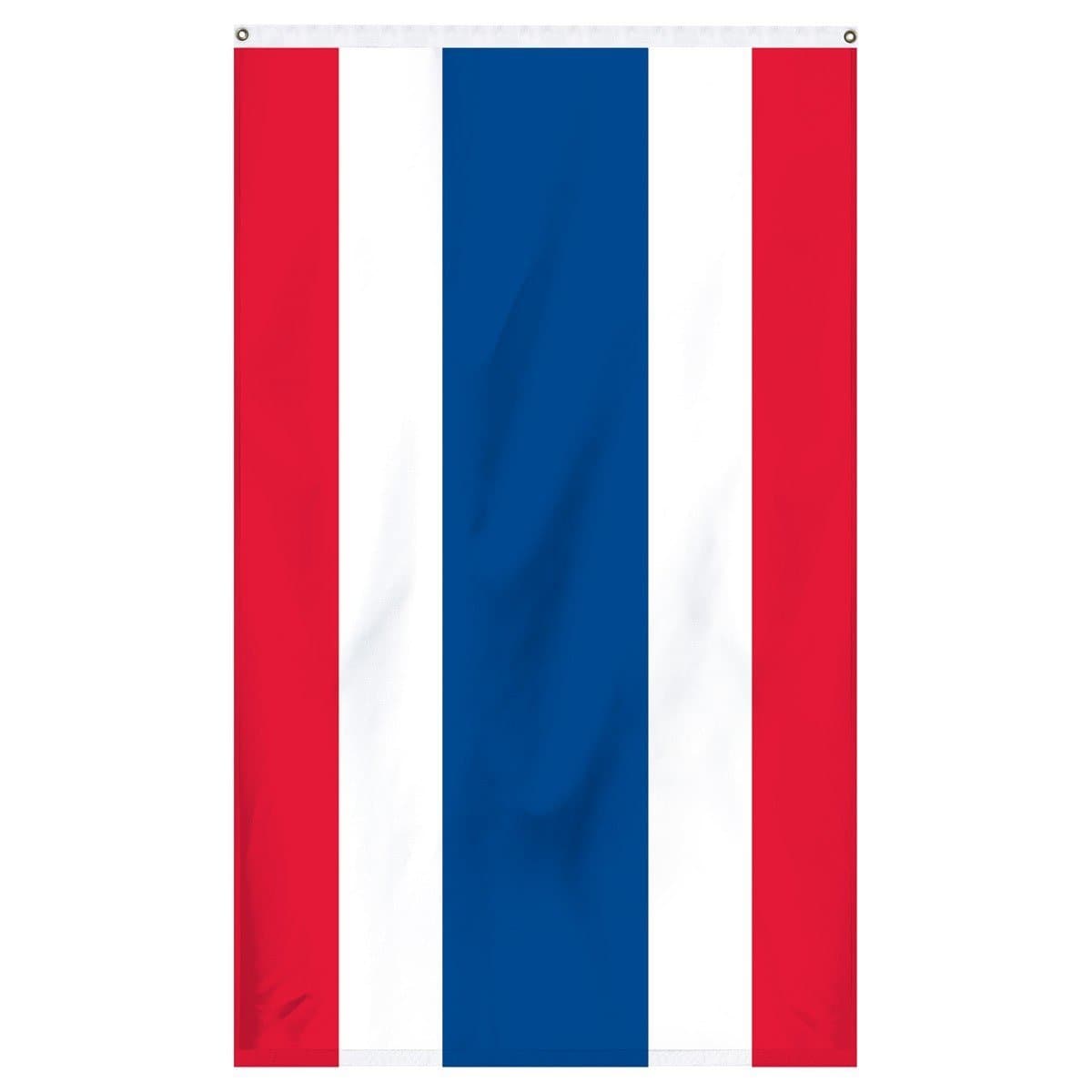 Thailand National Flag for sale to buy online from Atlantic Flag and Pole. Red, white, and blue flag with two red stripes, 2 white stripes, and a large blue stripe in the middle.