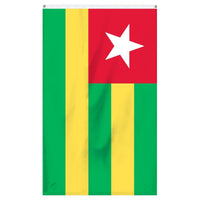 Thumbnail for Togo National Flag for sale to buy online from Atlantic Flag and Pole. Green and yellow striped flag with a red square in the corner with a white star.