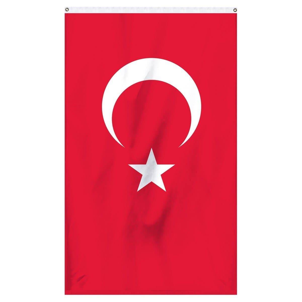 Turkey National Flag for sale to buy online from Atlantic Flag and Pole. Red flag with a white crescent moon and white star.
