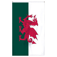 Thumbnail for Wales National flag for sale to buy online from Atlantic Flag and Pole, an American company. A white and green bar flag with a red dragon.